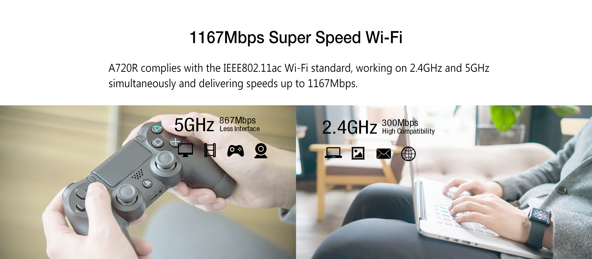 1167Mbps Gigabit Super Speed Wi-Fi