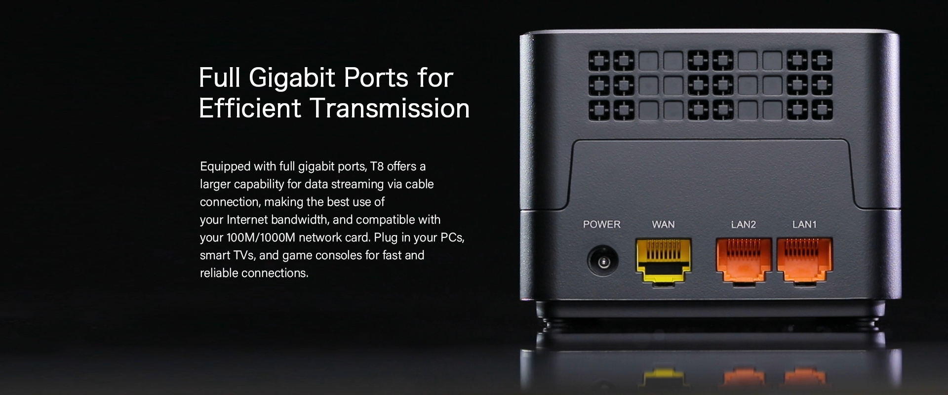 Gigabit ports for efficient transmission 